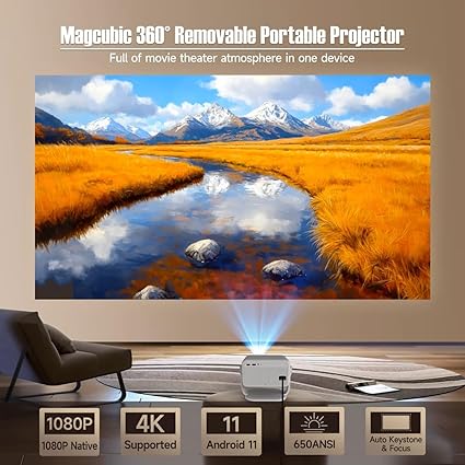 Smart Mini LED Projector 1080P Auto Keystone Dual Band WiFi