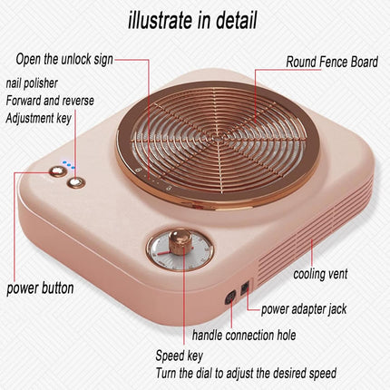Professional Electric Nail Drill with Built-In Dust Suction System 60W