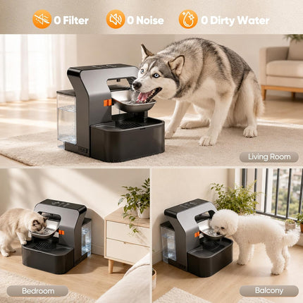 Cordless 3.2L Automatic Cat Water Dispenser with 180-Day Battery Life & Stainless Steel Bowl