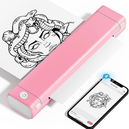 Compact Wireless A4 Thermal Document Printer – USB-C Rechargeable, Lightweight Travel Printer (Pink)