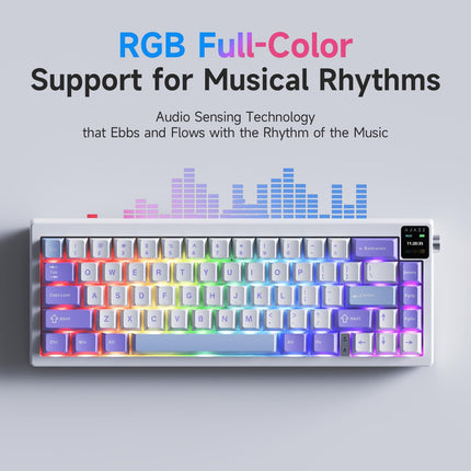 Tri Mode Wireless Mechanical Keyboard RGB Screen Knob