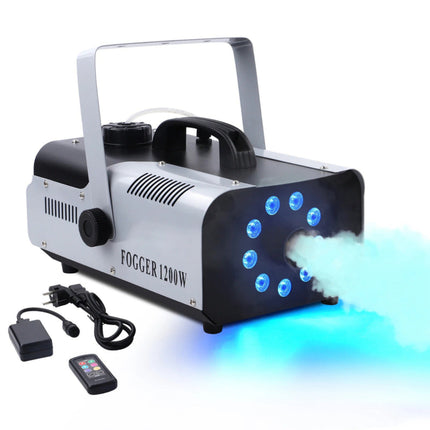 1200W Portable Stage Fog Machine with 9 RGB LED Lights and Wireless Long-Range Remote