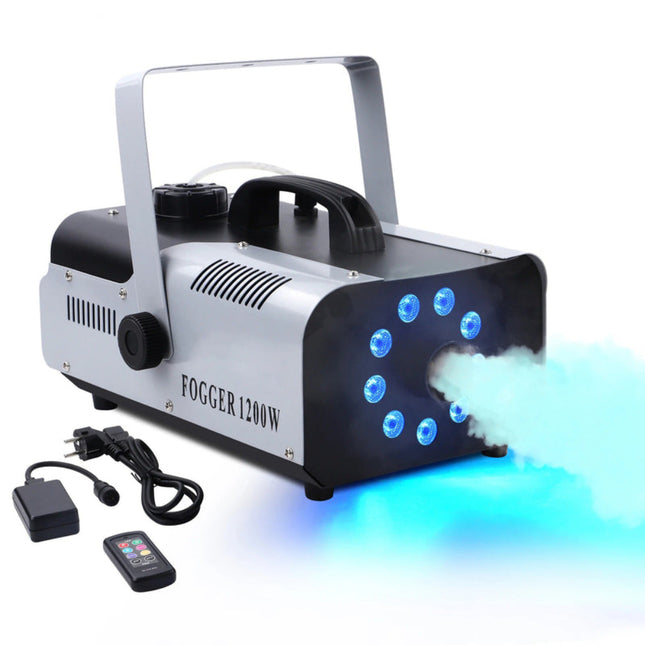 1200W Portable Stage Fog Machine with 9 RGB LED Lights and Wireless Long-Range Remote