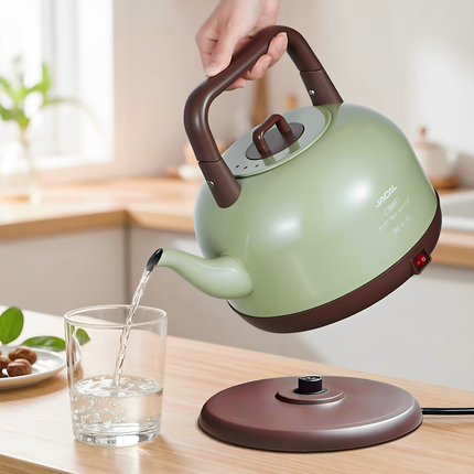 Compact Electric Glass Kettle Mini with Stainless Steel Body and Long Spout Design