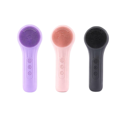 Silicone Facial Cleansing Brush with Sonic Vibration, Adjustable Heat, Waterproof and Portable