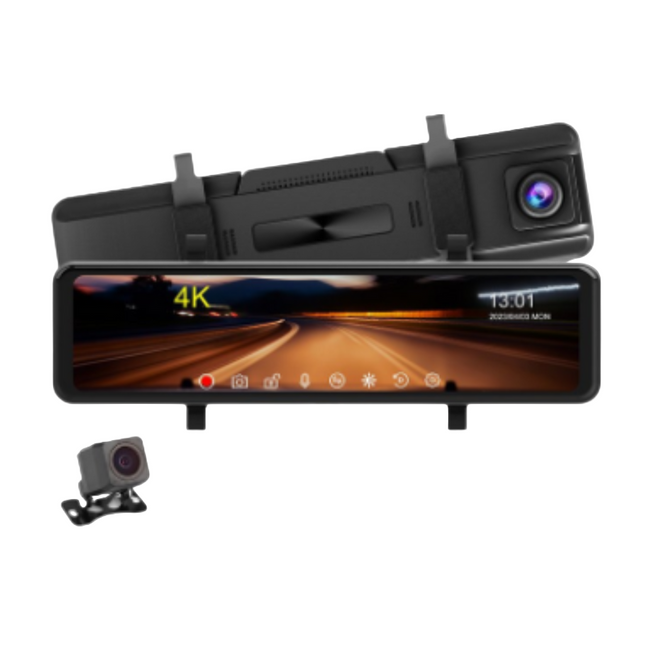 11.26 Inch Touchscreen 4K Mirror Dash Camera with Front and Rear Dual Recording
