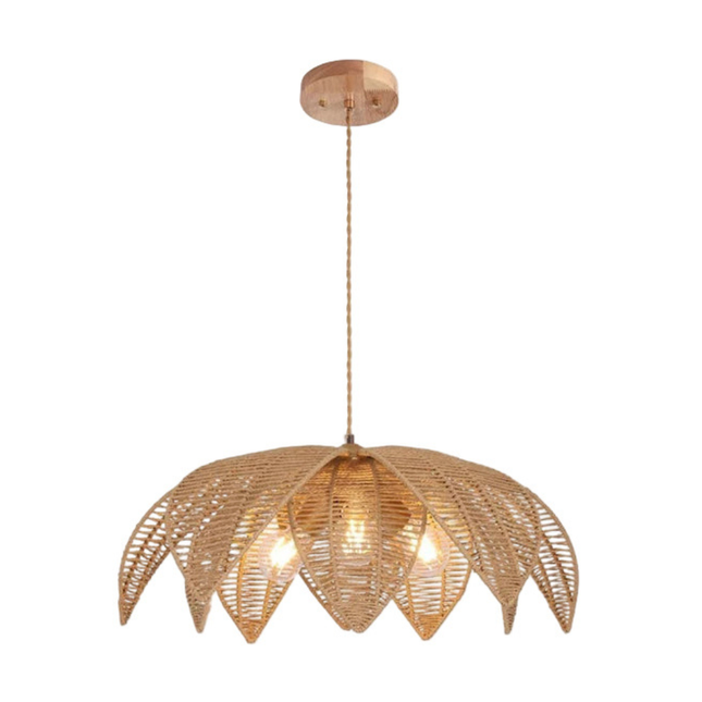 Nordic Style Rattan Pendant Ceiling Light 510mm – Vintage Hanging Lamp for Home, Café & Restaurant