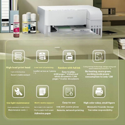 A4 Color Ink Tank All-in-One WiFi Printer with Scan Copy and USB Interface