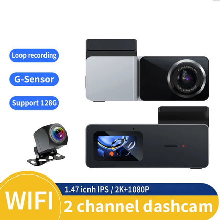 Dual Lens 2K + 1080P Dash Camera with WiFi Recording