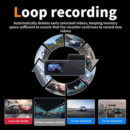 Dual Lens 2K + 1080P Dash Camera with WiFi Recording