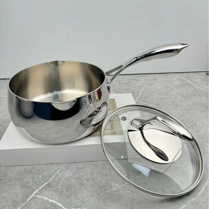 16cm or 18cm Stainless Steel Cooking Pot 2.3mm Thick Deep Saucepan for Milk Soup and Noodles