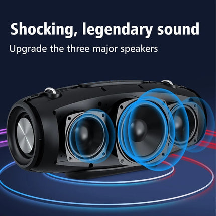 Rechargeable 60W Bluetooth Speaker Deep Bass Portable & Waterproof Black