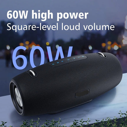 Rechargeable 60W Bluetooth Speaker Deep Bass Portable & Waterproof Black