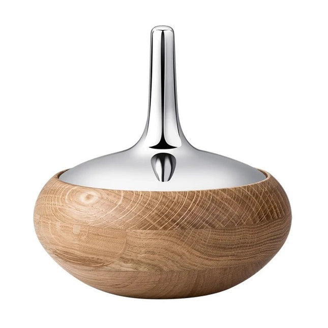 Nordic Airtight Storage Jar with Stainless Steel Lid and Beech Wood Base for Snacks, Tea, and Home Use