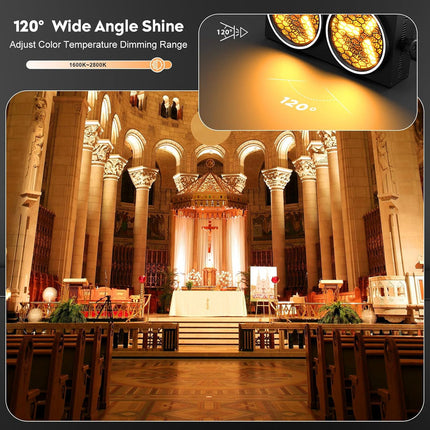 200W Dual-Eye Stage Lights with 6 COB Spotlights & 102 RGB LEDs – DMX512 Uplights for Events & Performances