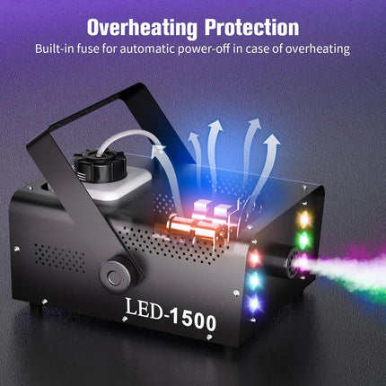 Professional 1500W Smoke Machine with RGB Light Effects for Events & Celebrations