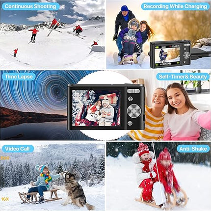 Compact 48MP Photo & 4K 60FPS Video Camera with 2.8" Screen Display