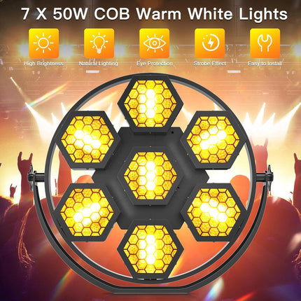 350W 7 Head RGB COB LED Uplight Stage Light with DMX Master Slave and Sound Control for DJ Disco Church Events