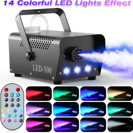 Professional 500W Smoke Machine with Multi-Colour LED Lighting & Remote Control