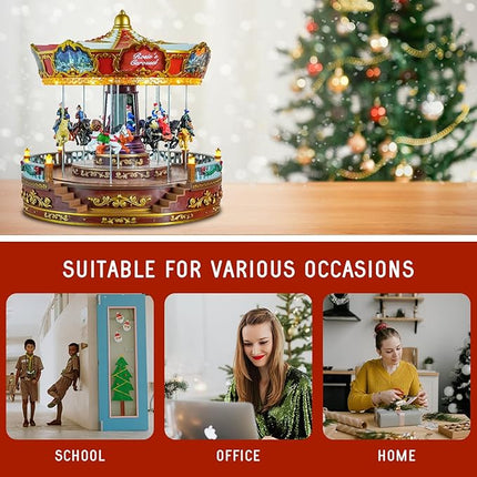 Decorative LED Carousel with Music, Rotating Display and Adaptor Included
