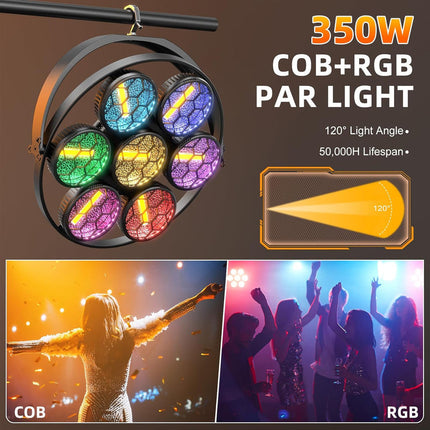Retro RGB+COB 250W Stage Par Light with DMX & Sound-Activated Uplighting for Events