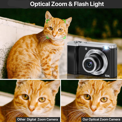 Portable 5K Digital Camera with 5x Optical Zoom, Autofocus, Touch Screen and Image Stabilisation