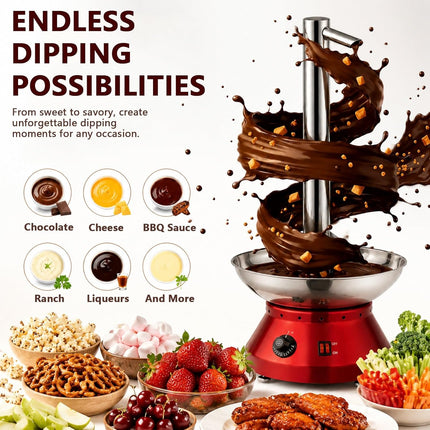 Chocolate Fountain Machine 230W 4-Tier Party Dessert Fountain for Chocolate & Fondue, Black