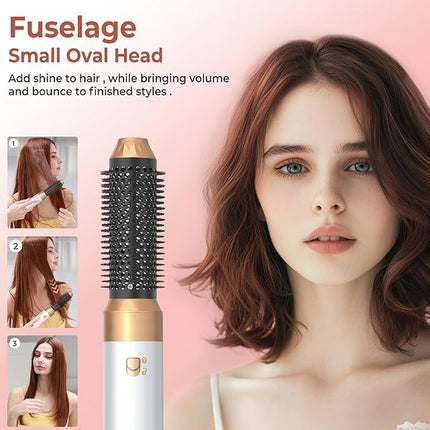 5 in 1 Portable Hot Air Hair Styling Brush with Travel Pouch White