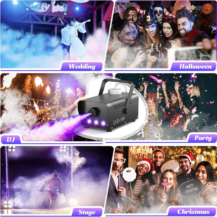 Professional 500W Smoke Machine with Multi-Colour LED Lighting & Remote Control