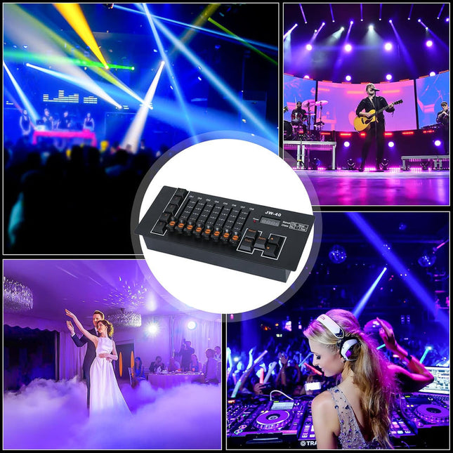 Rechargeable 40 Channel DMX 512 Lighting Controller Portable for Stage DJ Party Black