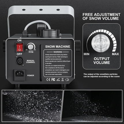Professional Artificial Snow Maker Machine 1000W with Remote & Variable Output for Parties and Shoots