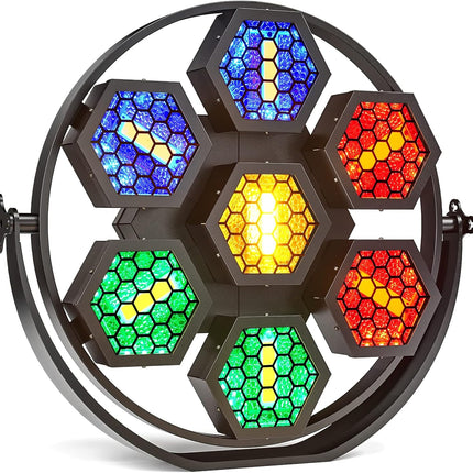 350W 7 Head RGB COB LED Uplight Stage Light with DMX Master Slave and Sound Control for DJ Disco Church Events