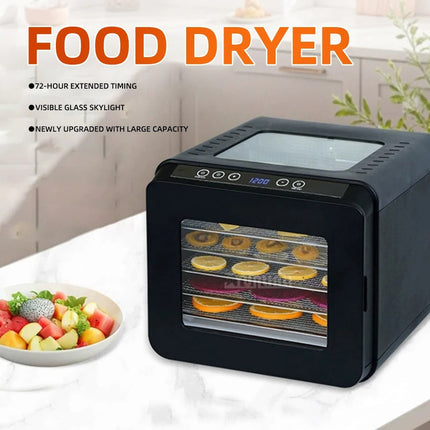 Portable 6-Tier Food Dehydrator for Fruits, Vegetables, Meat, and Herbs with Adjustable Timer