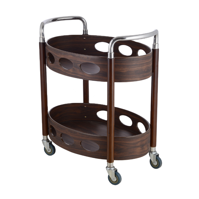 Portable Beverage Trolley Wine Cart with Two Shelves for Dining or Restaurant Use