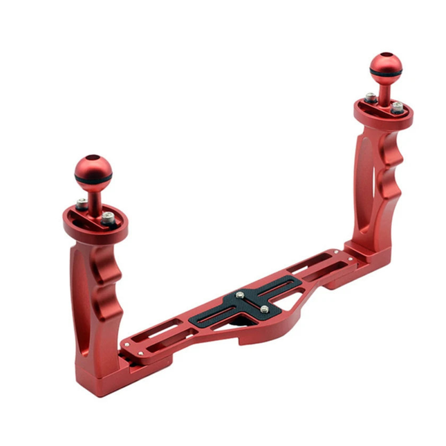 Underwater Diving Camera Tray with Dual Handles & Flexible Arm – Aluminium Stabiliser Mount for Phone and Action Camera Housings