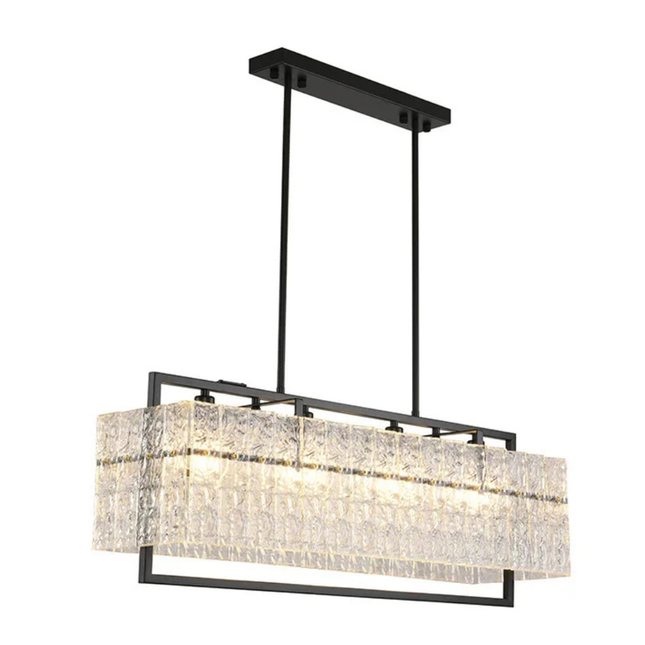 Rectangular Crystal Chandelier with Water Glass Design – Modern Dining & Living Room Ceiling Light