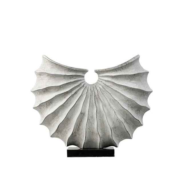 Scallop Design Decorative Flower Vase Resin Modern Home Decor Accent 33x12x26cm