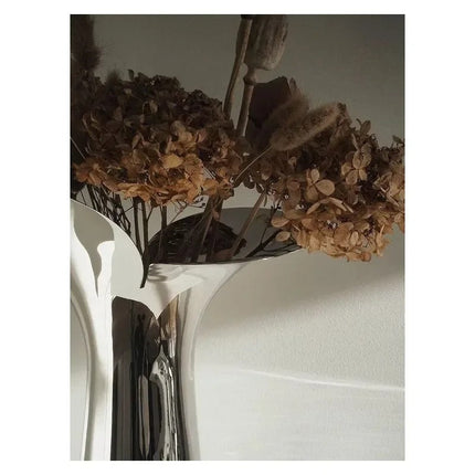 Stainless Steel Decorative Vase with Mirror Finish and Petal-Shaped Opening for Modern Home Décor