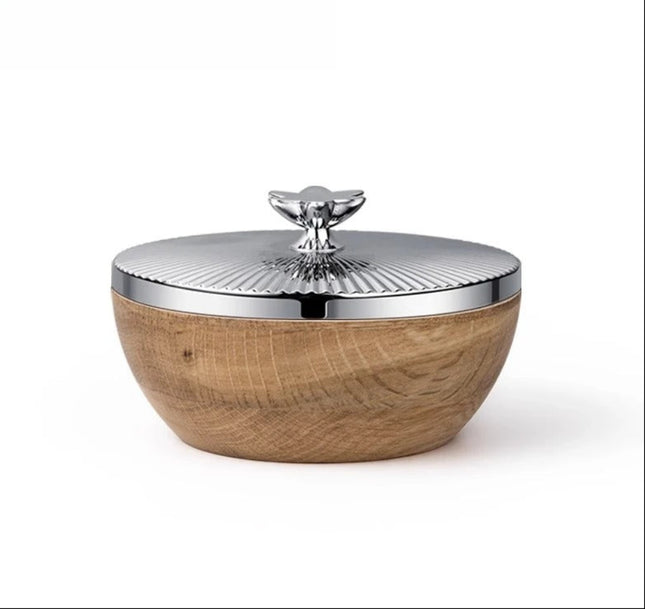 Decorative Storage Jar with Flower Handle and Airtight Beech Wood Base – Kitchen & Home Storage