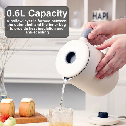 Compact 0.6L Electric Kettle 800W with 360° Swivel Base & Auto Shut-Off