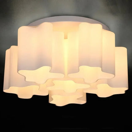 Modern LED Ring Ceiling Light Wrought Iron Frame Milky White 5+1 Lens