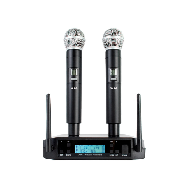 Professional Dual Wireless Microphone Set with Receiver, 6.35mm Cable and AA Batteries Included