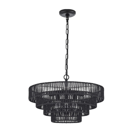 Modern Multi-Layer Rattan Pendant Light with Warm LED Illumination for Dining or Bedroom