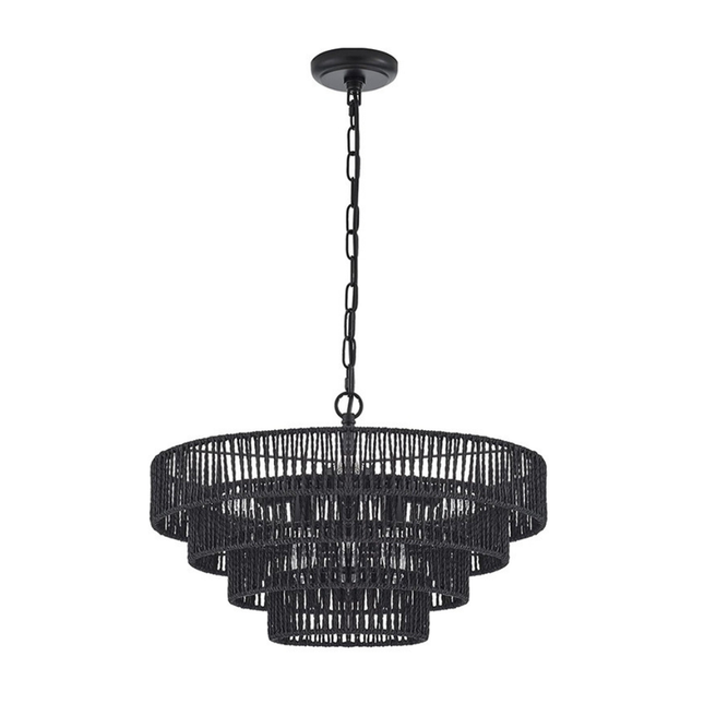 Multi-Layer Rattan Pendant Light with Warm LED Illumination for Dining and Bedroom Spaces