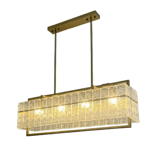 Rectangular Crystal Chandelier with Water Glass Design – Modern Dining & Living Room Ceiling Light