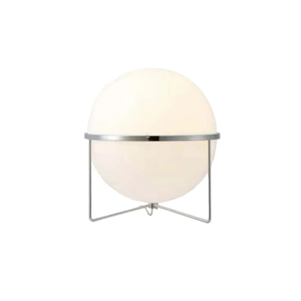 Round Acrylic Globe LED Floor Lamp – Chrome Metal Base, Ambient Lighting