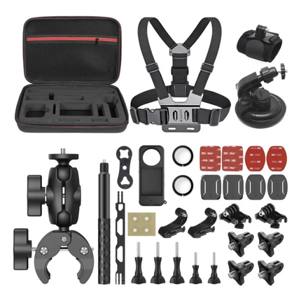 Universal Action Camera Mount Set for Bikes & Motorcycles with Long Reach Selfie Pole