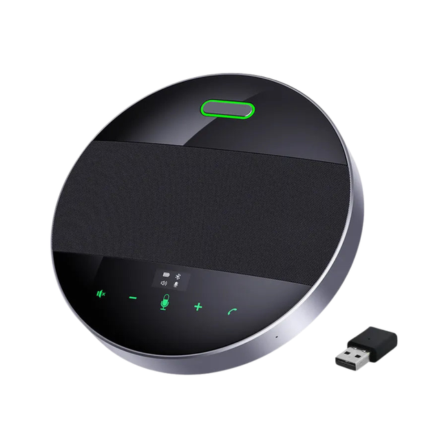 Wireless 360° Meeting Speakerphone with Quad Microphone Array – Bluetooth & USB Conference Audio System
