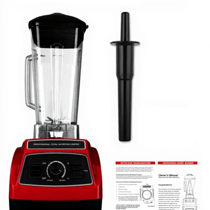 High Power 2L Countertop Blender 2200W Manual Knob Control Black Red