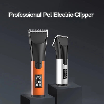 Rechargeable Cordless Pet Hair Clipper Grooming Kit with LCD Display and Replaceable Titanium Blades